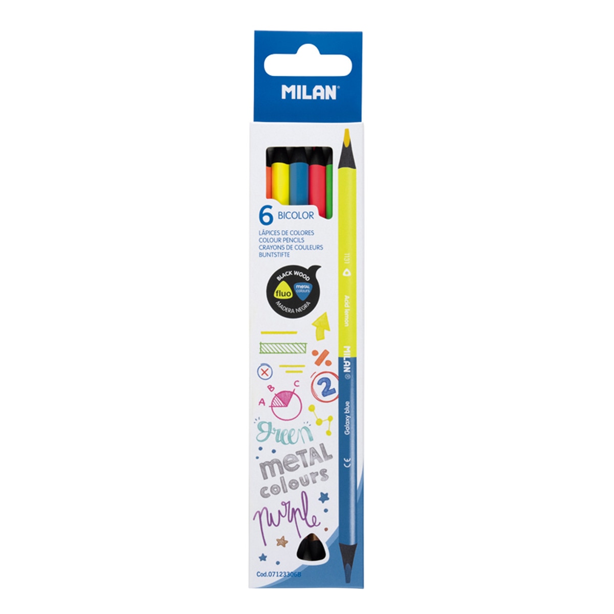 Pack 6 Lápices Bicolor Fuo&Metal MILAN. Multicolor-1