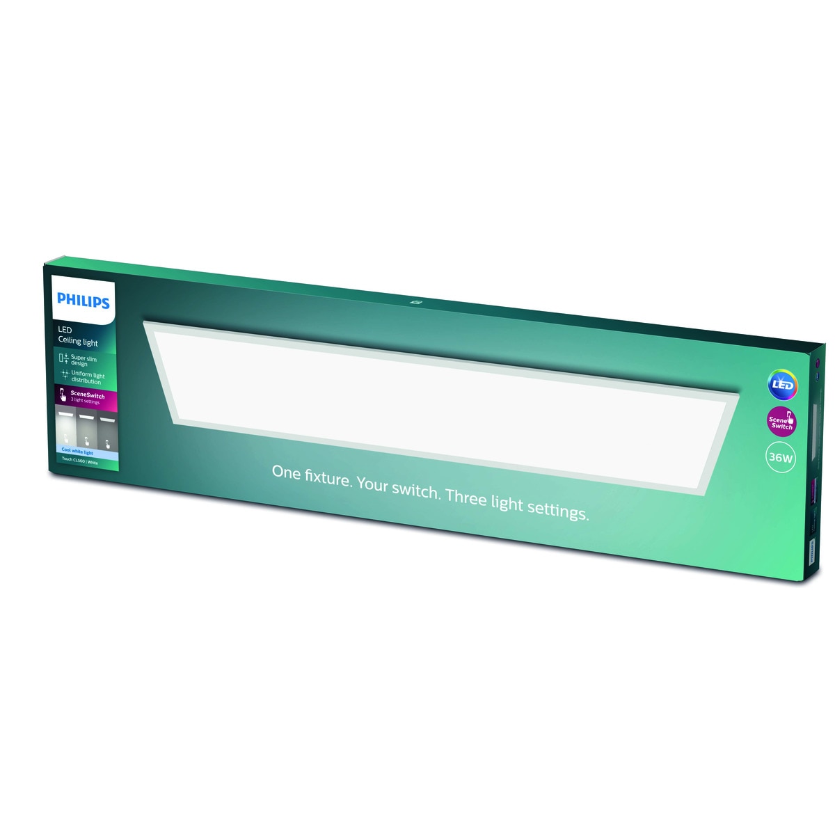 Panel LED Cuadrado Scene Switch 36W 4000K 30x120cm Blanco-2