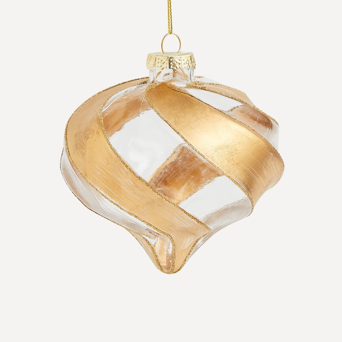 Enfeite de Cristal Onion com Riscas Ouro-1