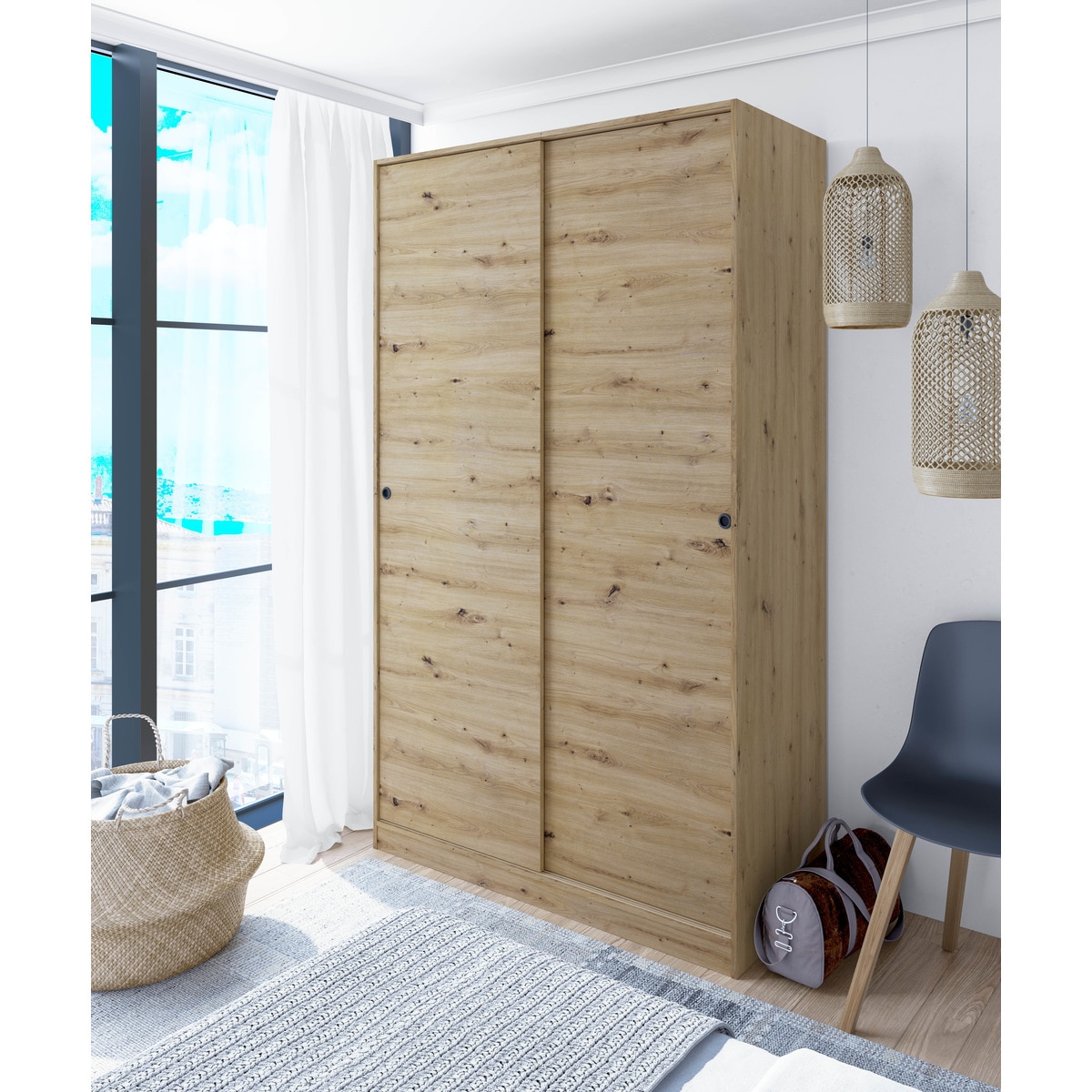 Armário de 2 Portas de Correr Madeira-6