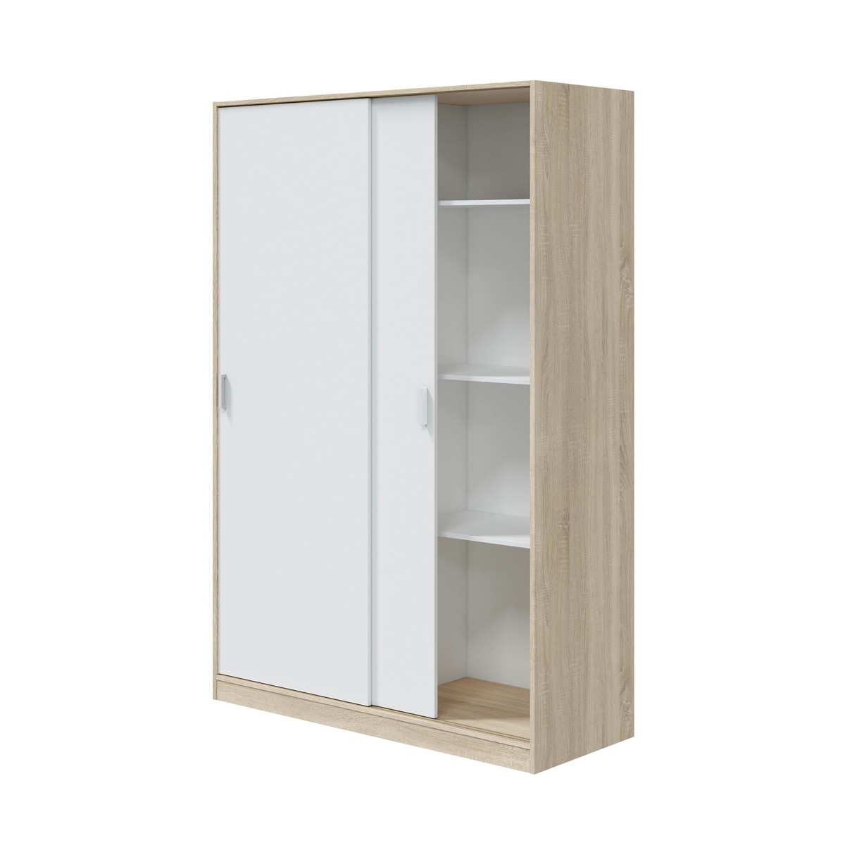 Armário de 2 Portas de Correr Branco / Madeira-5