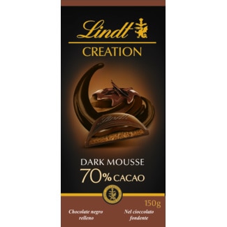 Chocolate Preto com Recheio de Mousse 70% de Cacau Creation embalagem 150 g - Lindt