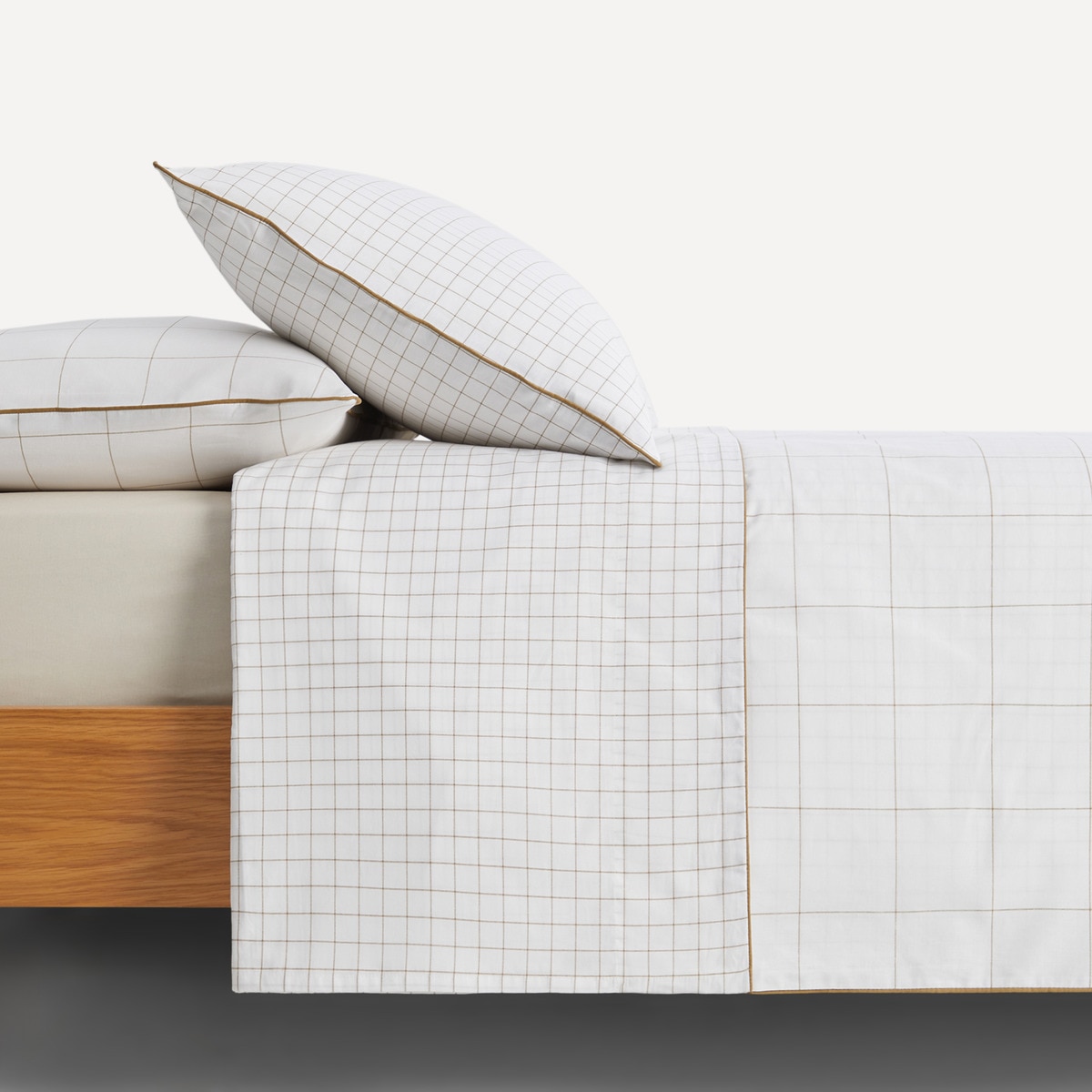 Conjunto de Lençóis com Lençol Ajustável Squares Basics Bege-1
