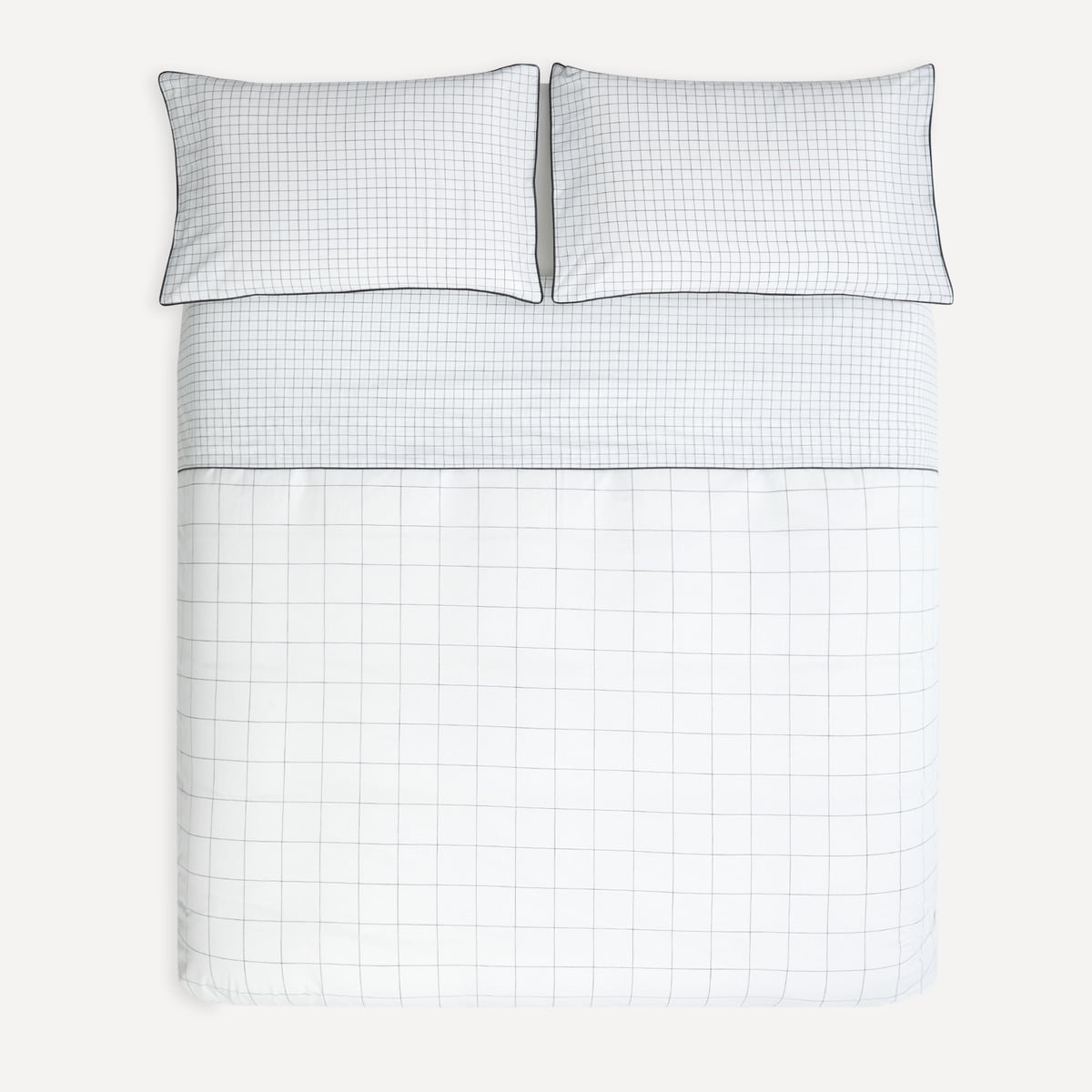 Juego de sábanas con bajera algodón Squares Basics El Corte Inglés Gris-3