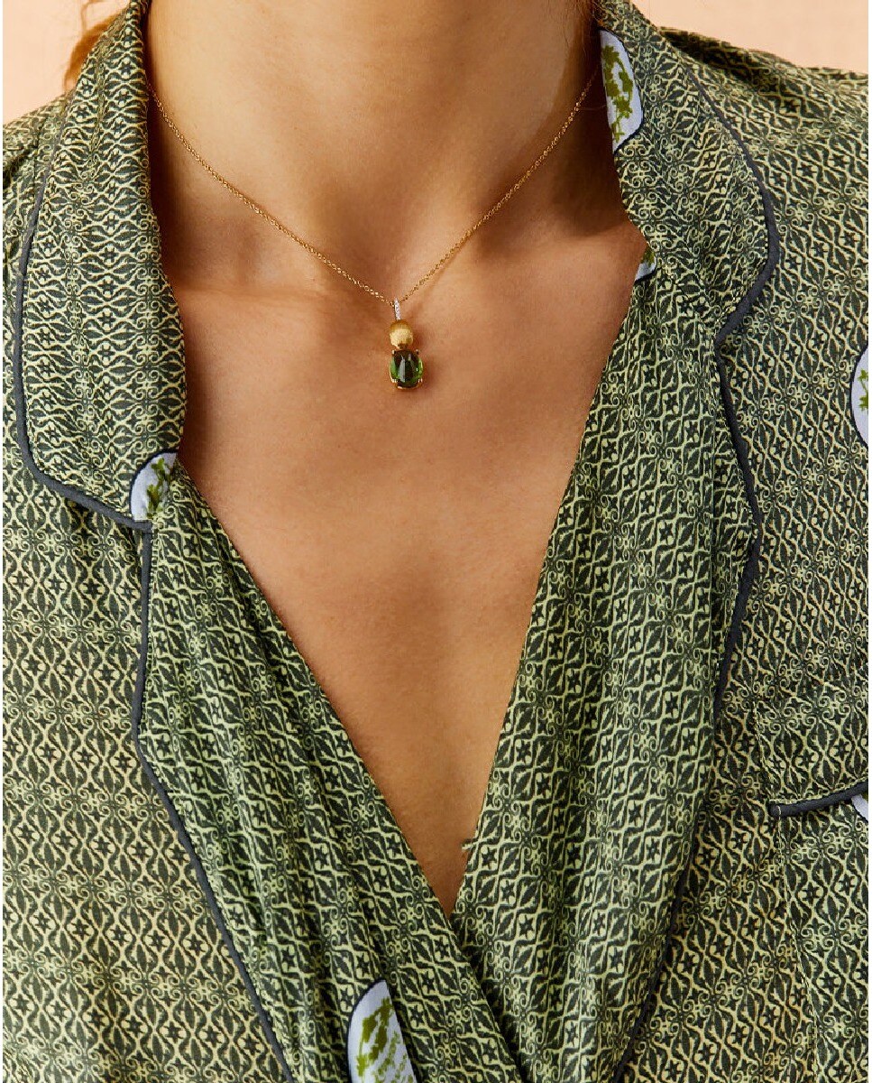 Colar "Toumalines" em Ouro, Diamantes  e Turmalina Verde 2