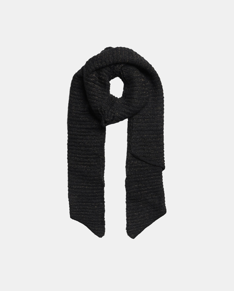 Cachecol com Estrutura e Fio Metalizado - Preto Preto-1