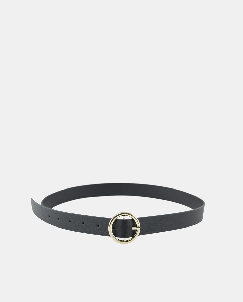 Cinto com Fivela Redonda - Preto Preto-5