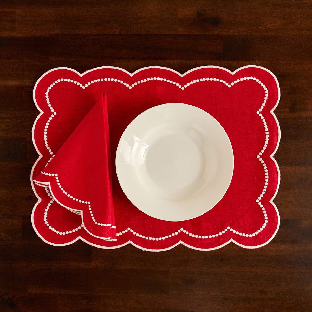 Set de Toalha Individual e Guardanapo de Linho Fiesta Verde-1