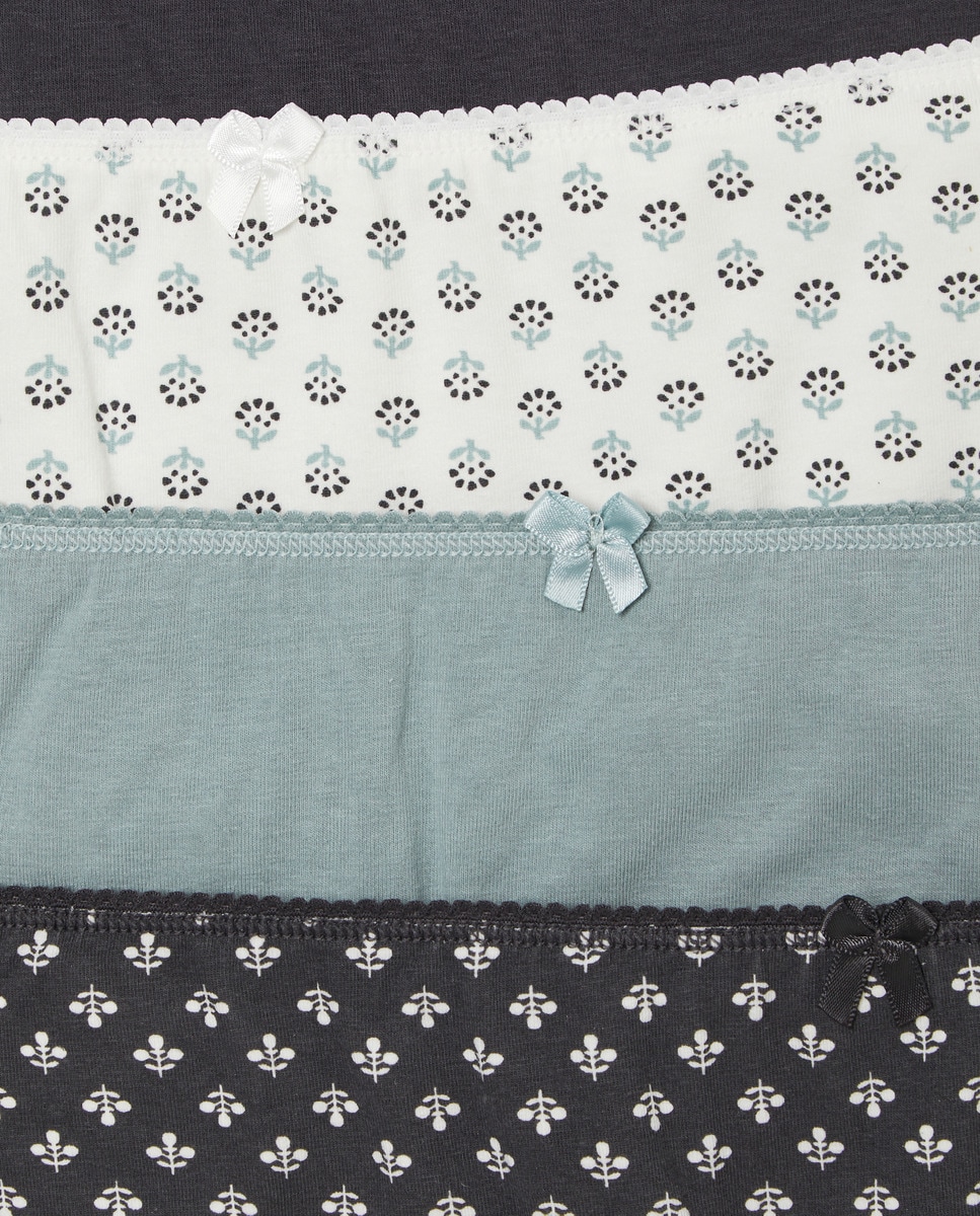 Pack 5 bragas altas estampadas algodón Gris oscuro-4