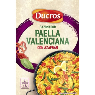 sazonador paella valenciana con azafrán, pimentón y laurel 3 sobres caja 9 g - Ducros