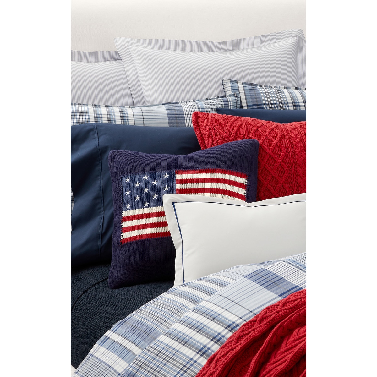 Funda de almohada percal de algodón Summer Hill Ralph Lauren Home Azul-3