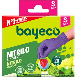 guante morado nitrilo resistente talla S caja 20 unidades - Bayeco