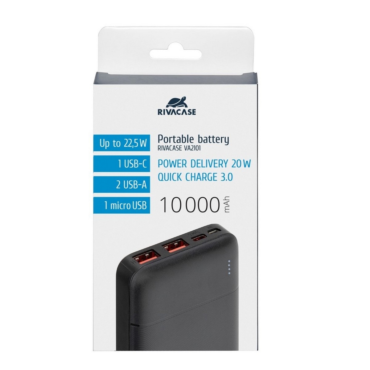 Powerbank Rivacase de 10000 mAH 22,5W - Preto 11
