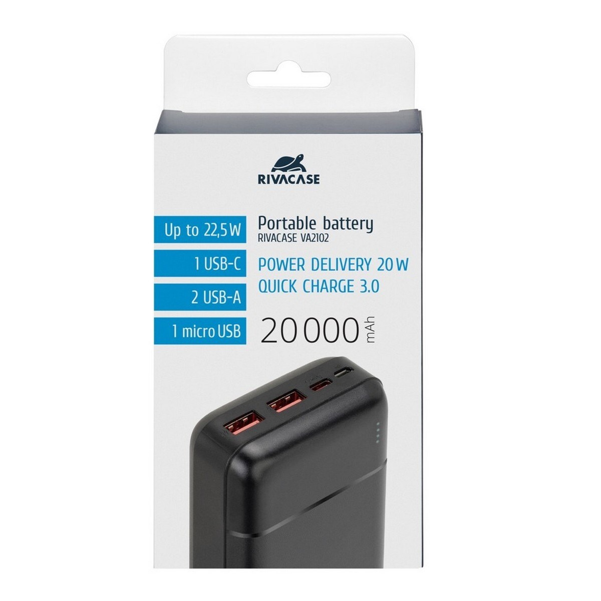 Powerbank Rivacase 20000 mAH 22,5W - Preto 10