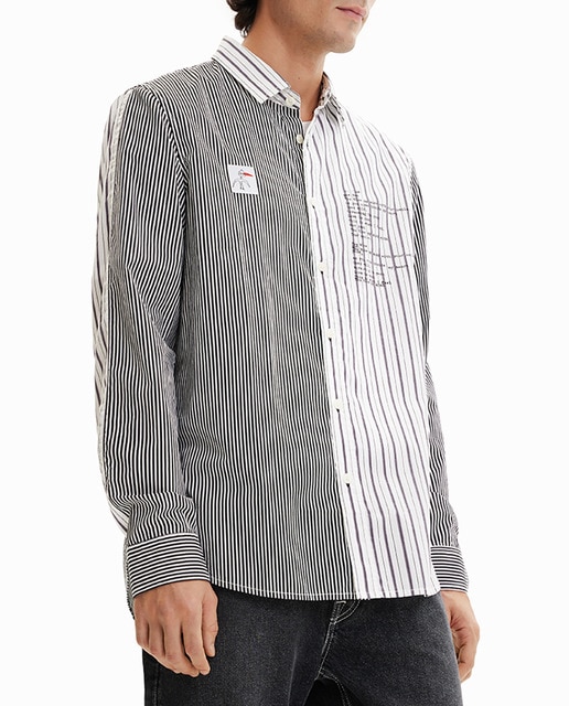 Imagen 0 de Camisa media naranja rayas de hombre