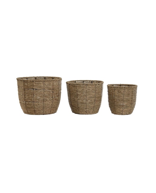 Imagen 0 de Macetero set 3 fibra 31x31x24 natural marrón