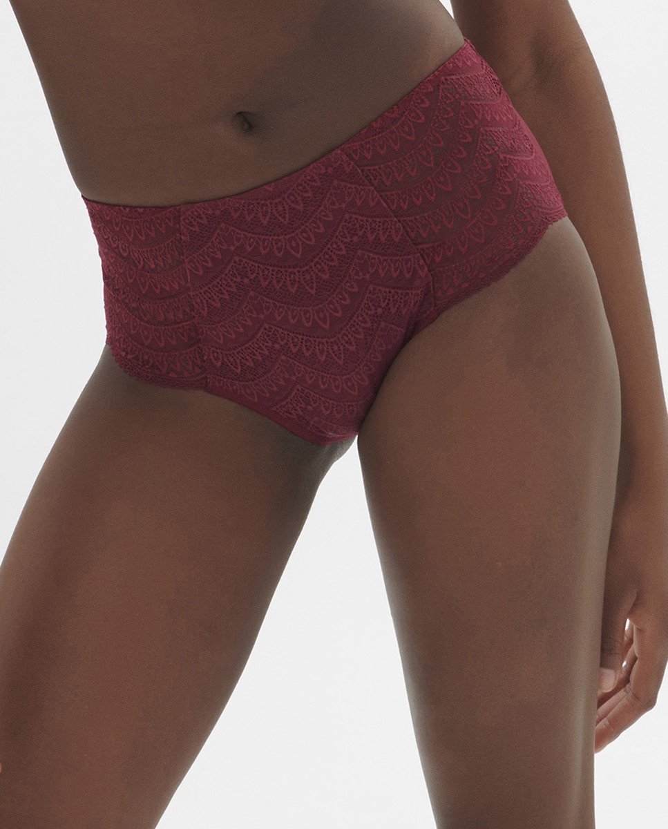 Cueca de cintura subida Karma lisa Grená-1