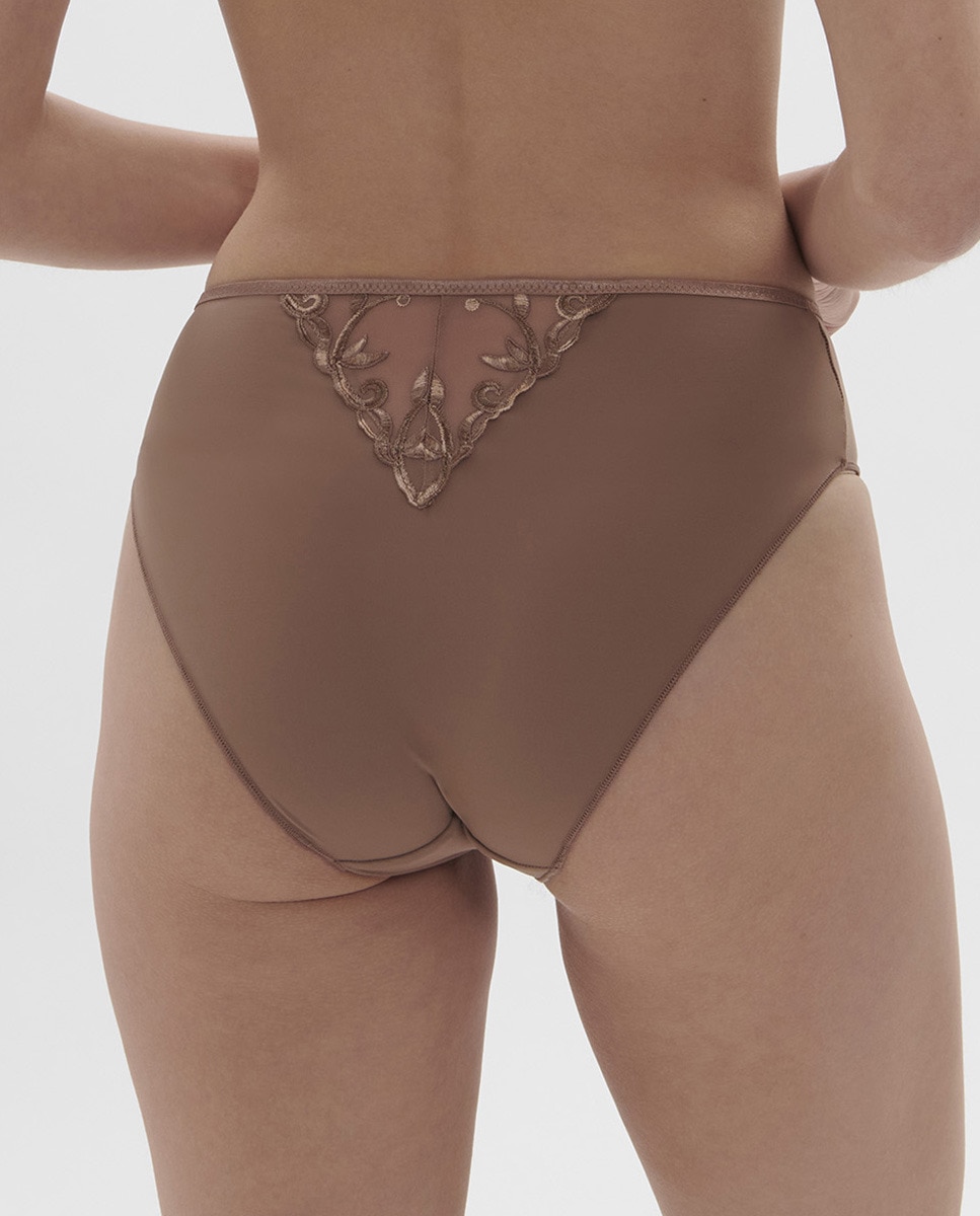 Cuecas altas de algodão Castanho-claro-2