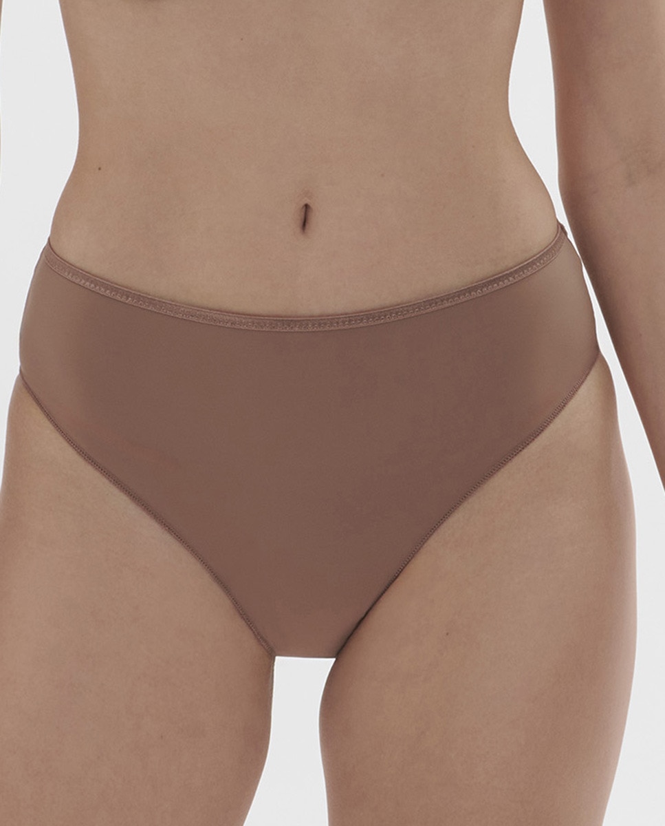Cuecas altas de algodão Castanho-claro-1