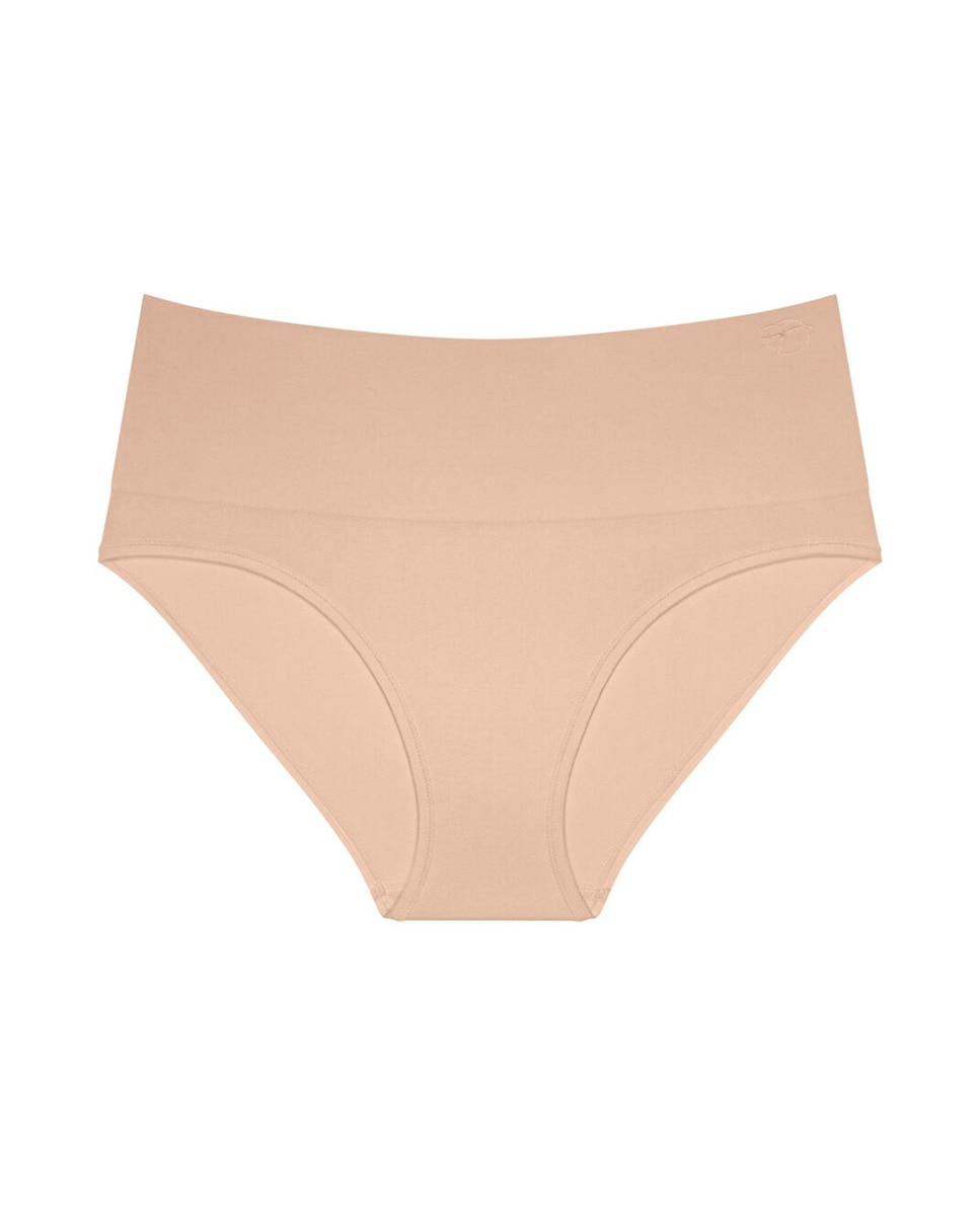 Cueca Adelgaçante Invisível com Cintura de Controlo Média sem Marcas Bege-5