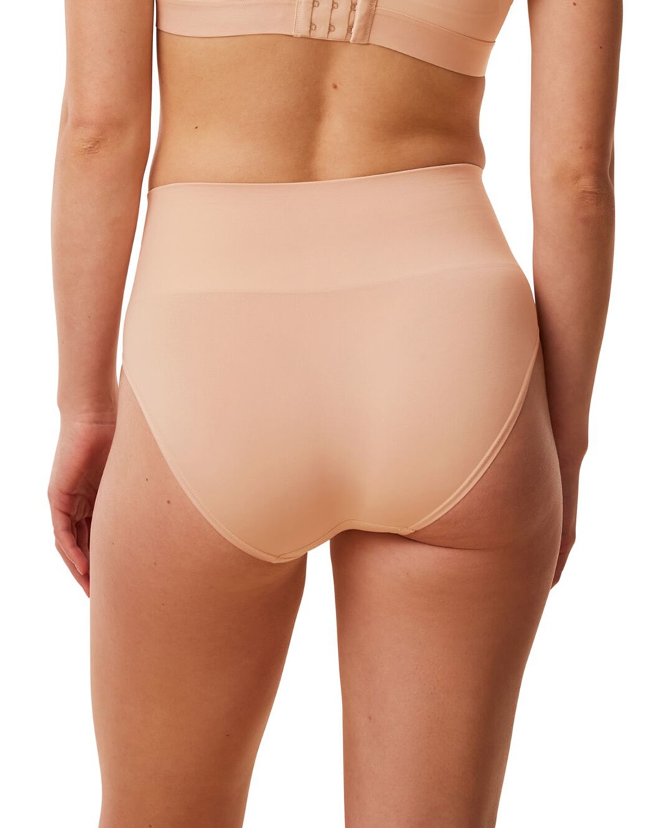 Cueca Adelgaçante Invisível com Cintura de Controlo Média sem Marcas Bege-2