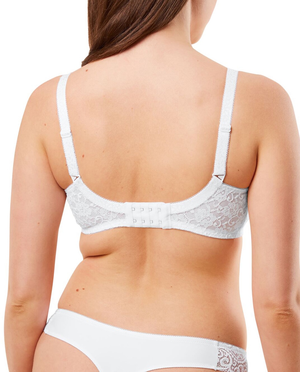 Soutien Redutor sem Aro e com Detalhes de Renda e Jacquard Branco-2
