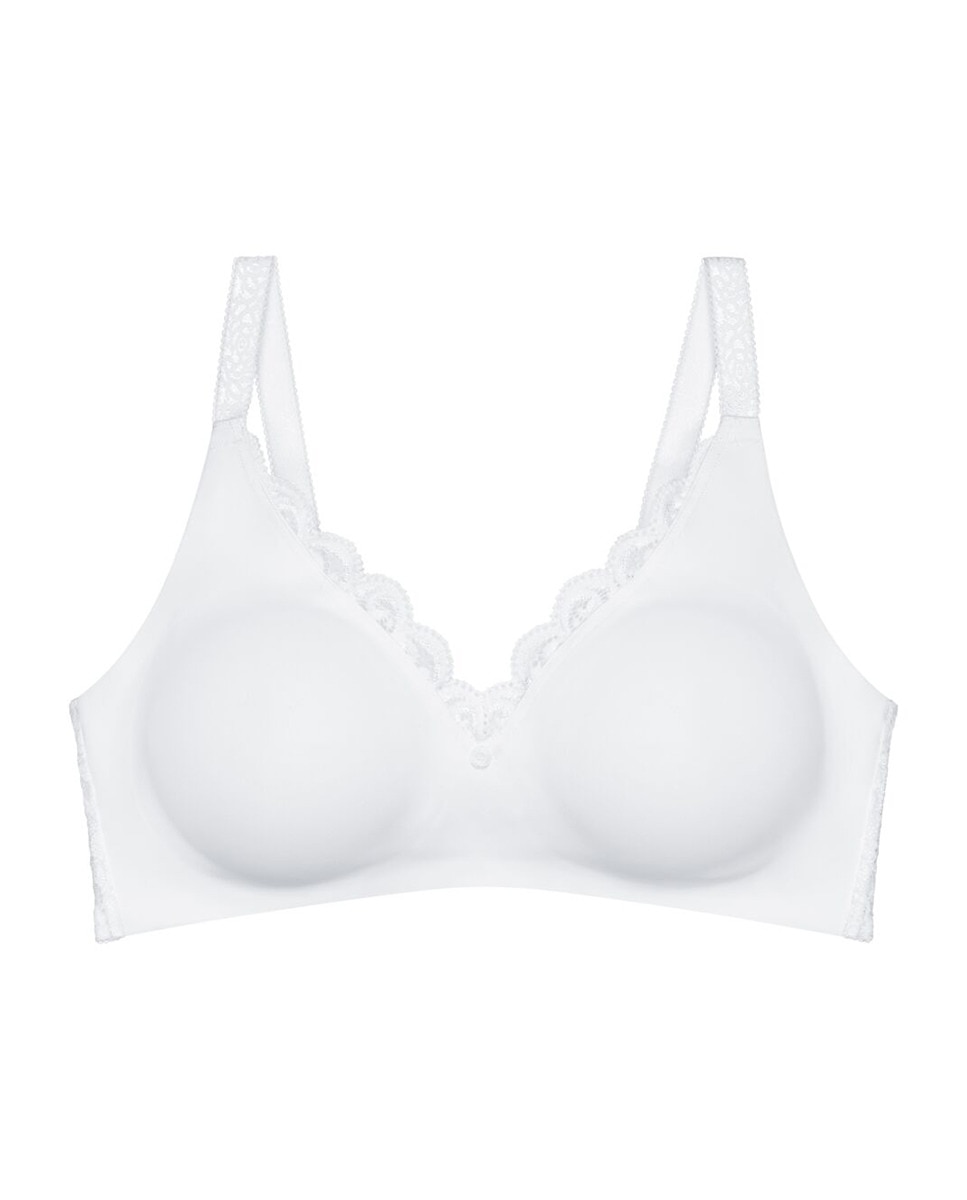 Soutien Redutor sem Aro e com Detalhes de Renda e Jacquard Branco-4