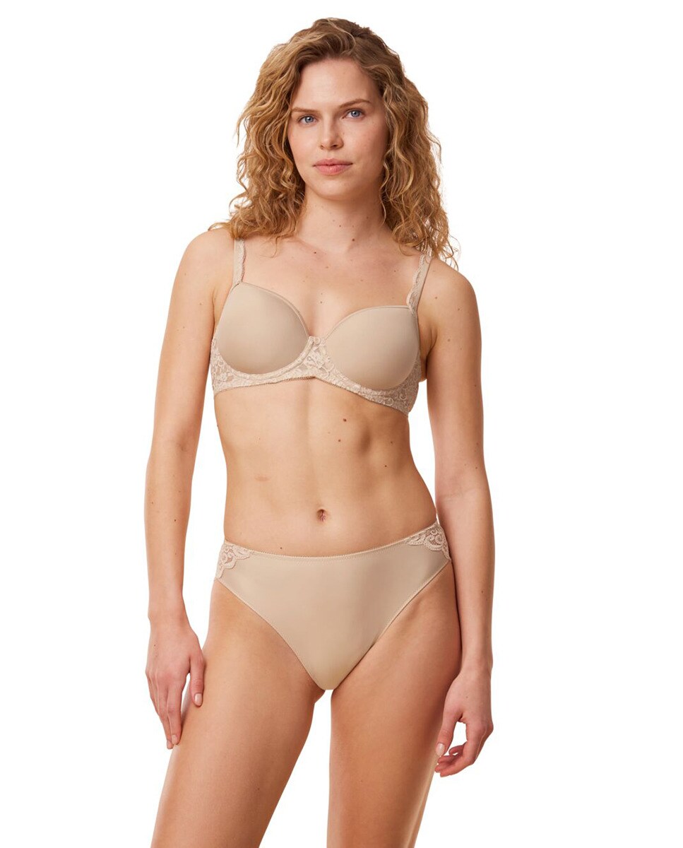 Cueca de Renda de Microfibra Bege-4