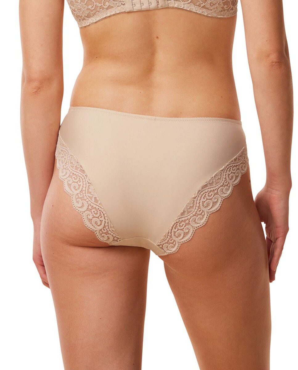 Cueca de Renda de Microfibra Bege-2