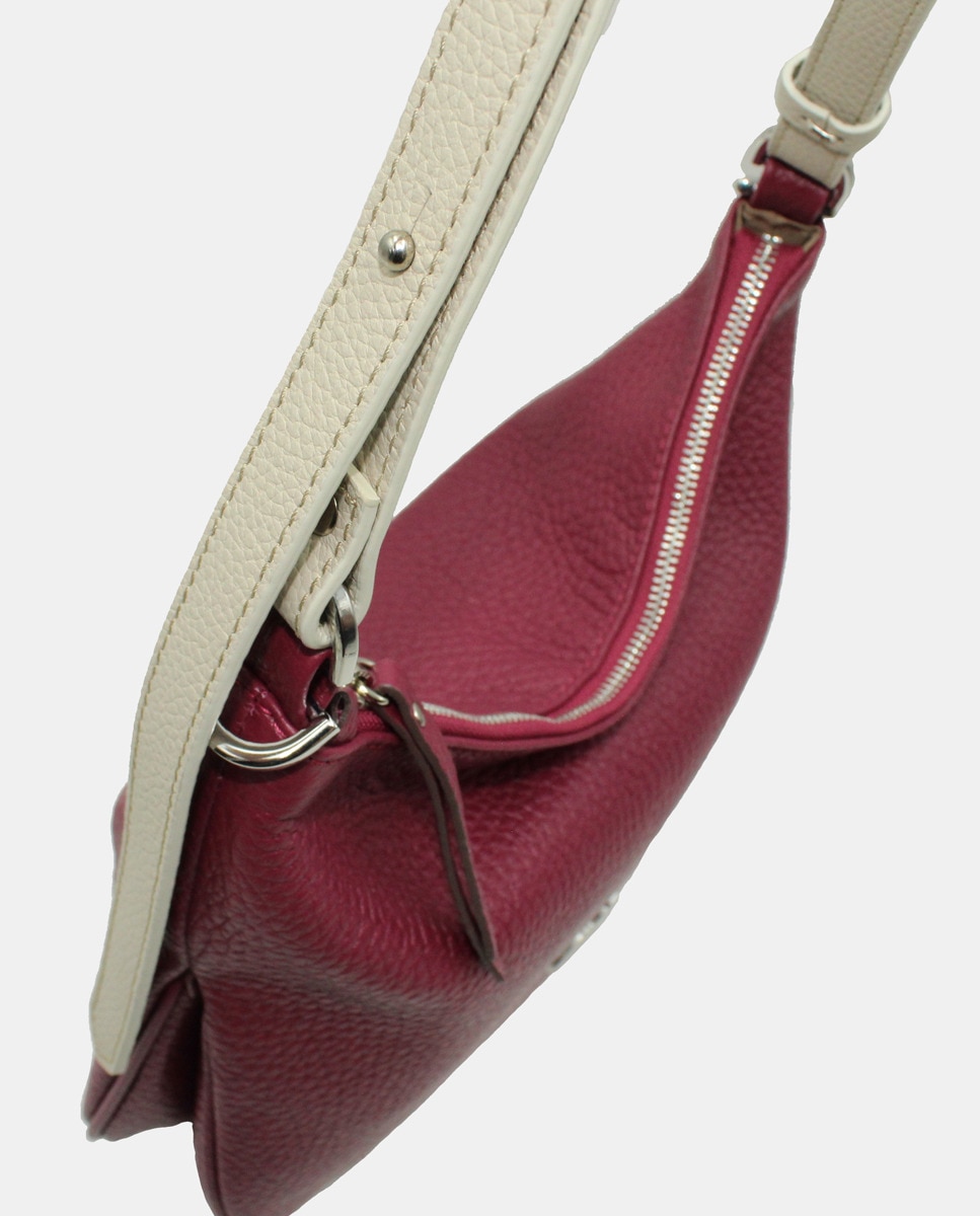 Mala Hobo em Pele Texturizada com Alça Ajustável e Alça de Tiracolo Grená-3