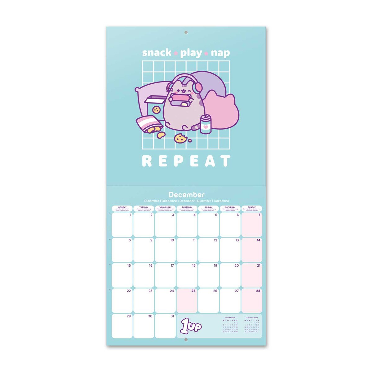 Calendario 2025 30x30 Pusheen Erik lila · Grupo Erik Editores, S.L