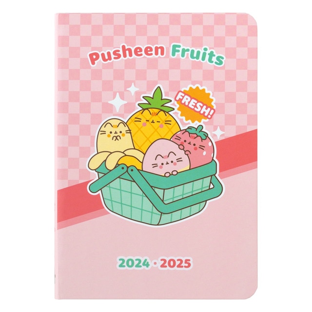 Imagem 0 de Agenda escolar 2024/2025 semana vista bolso 17 meses Pusheen Fruits Erik cor-de-rosa