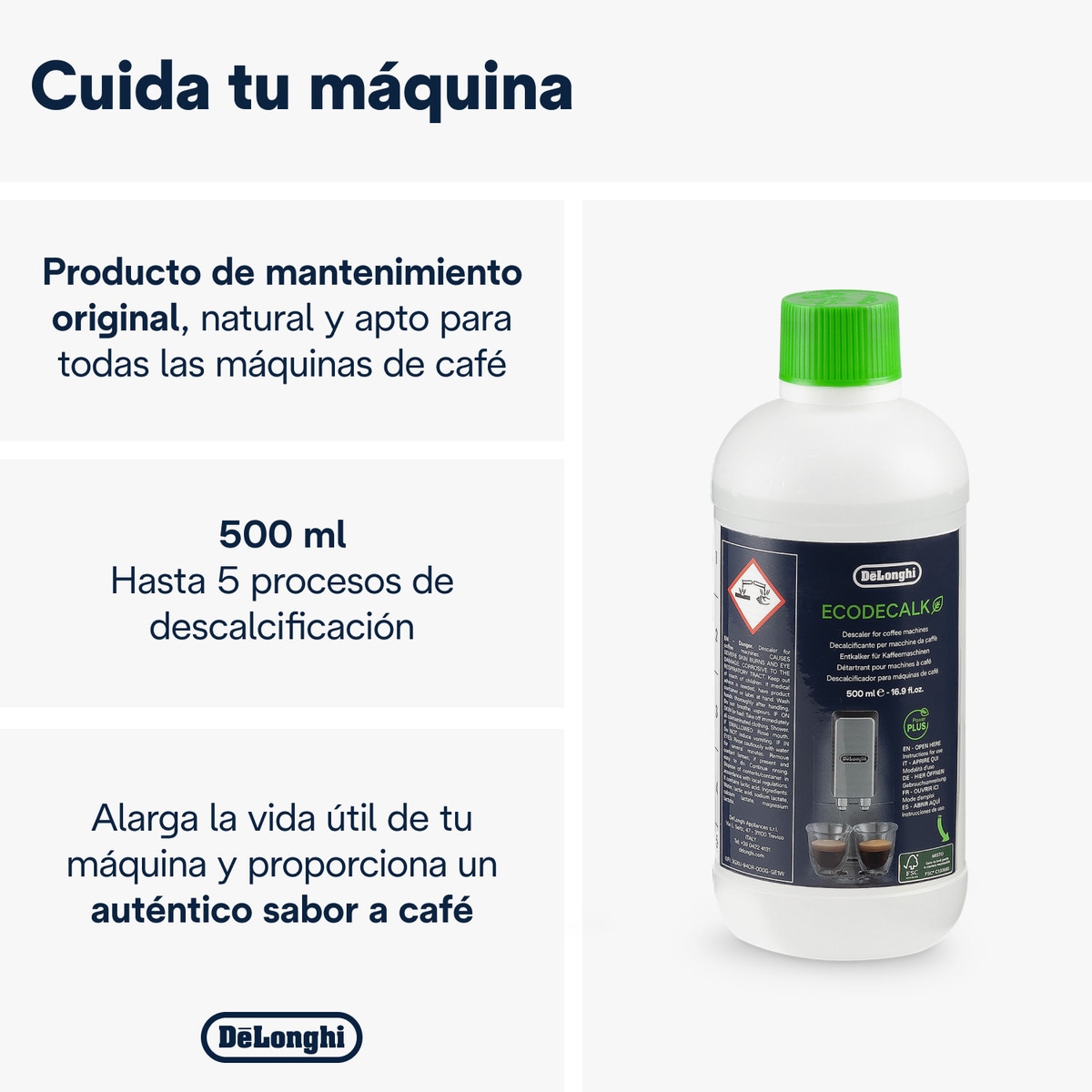 Descalcificante Universal De'Longhi Ecodecalk para Máquinas de Café 2