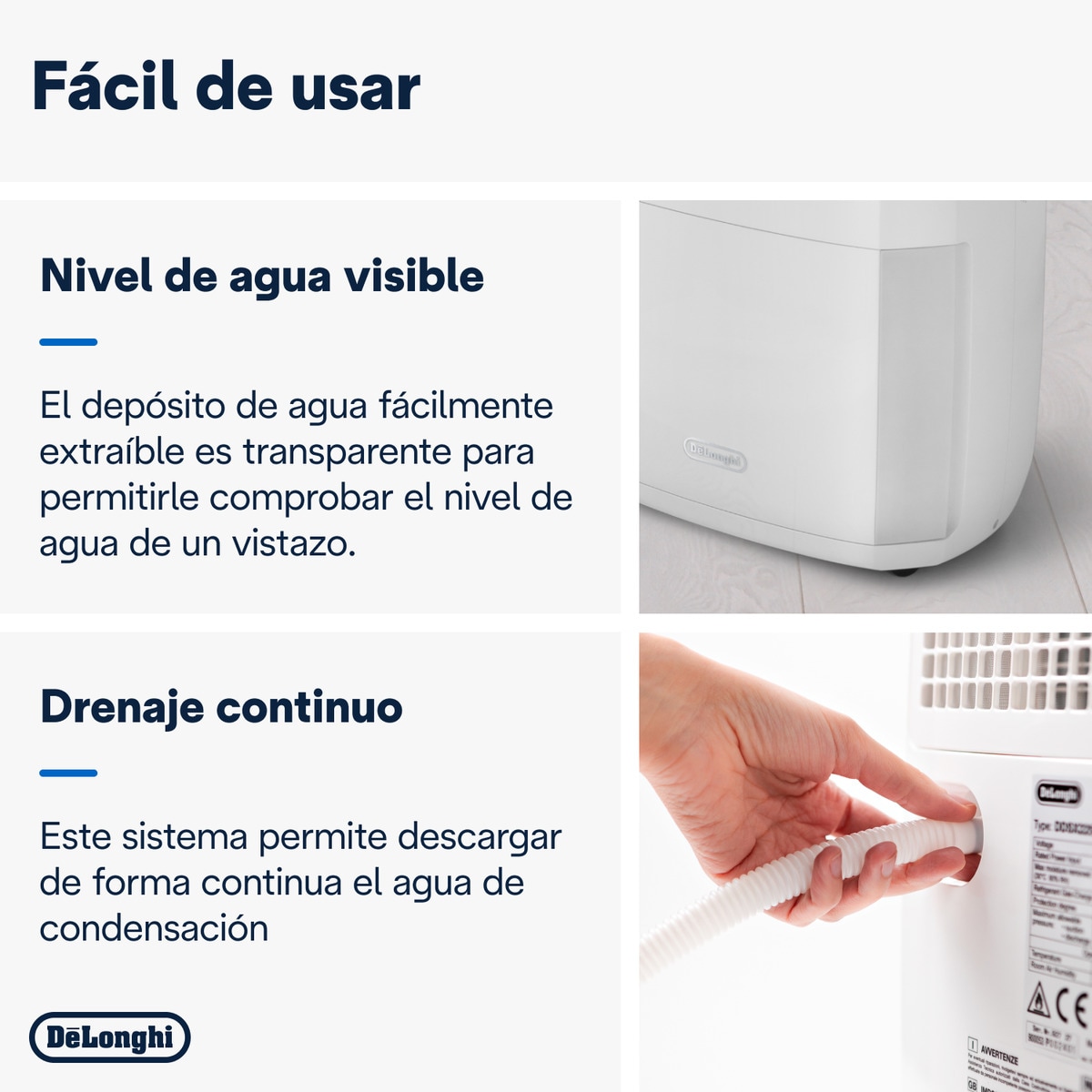 Deshumidificador De'Longhi DDSX225 con doble filtración Blanco-6