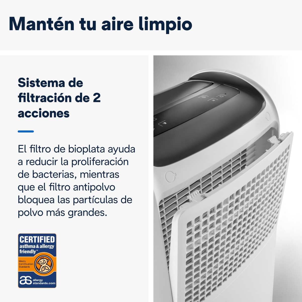 Deshumidificador De'Longhi DDSX225 con doble filtración Blanco-4