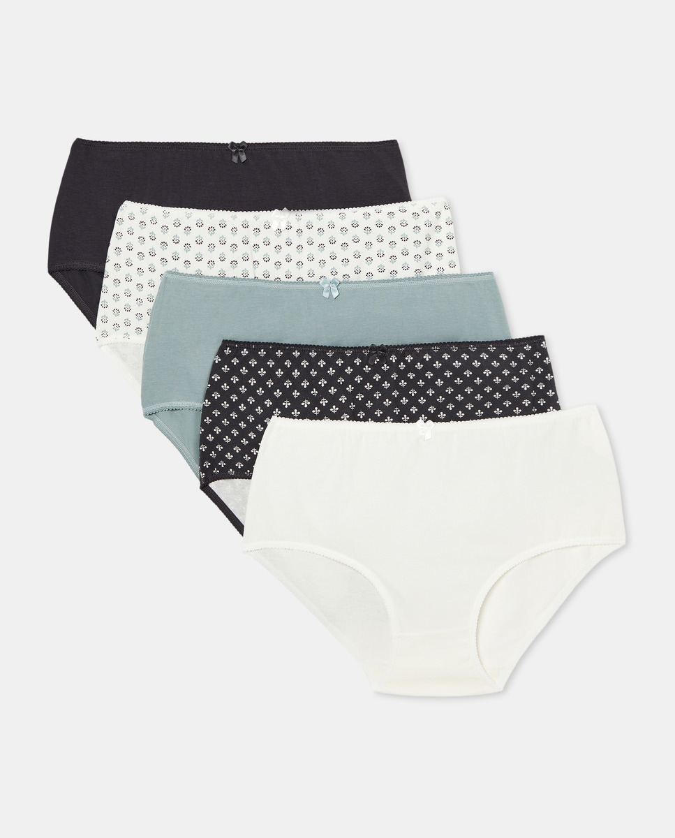 Pack 5 bragas altas estampadas algodón Gris oscuro-3