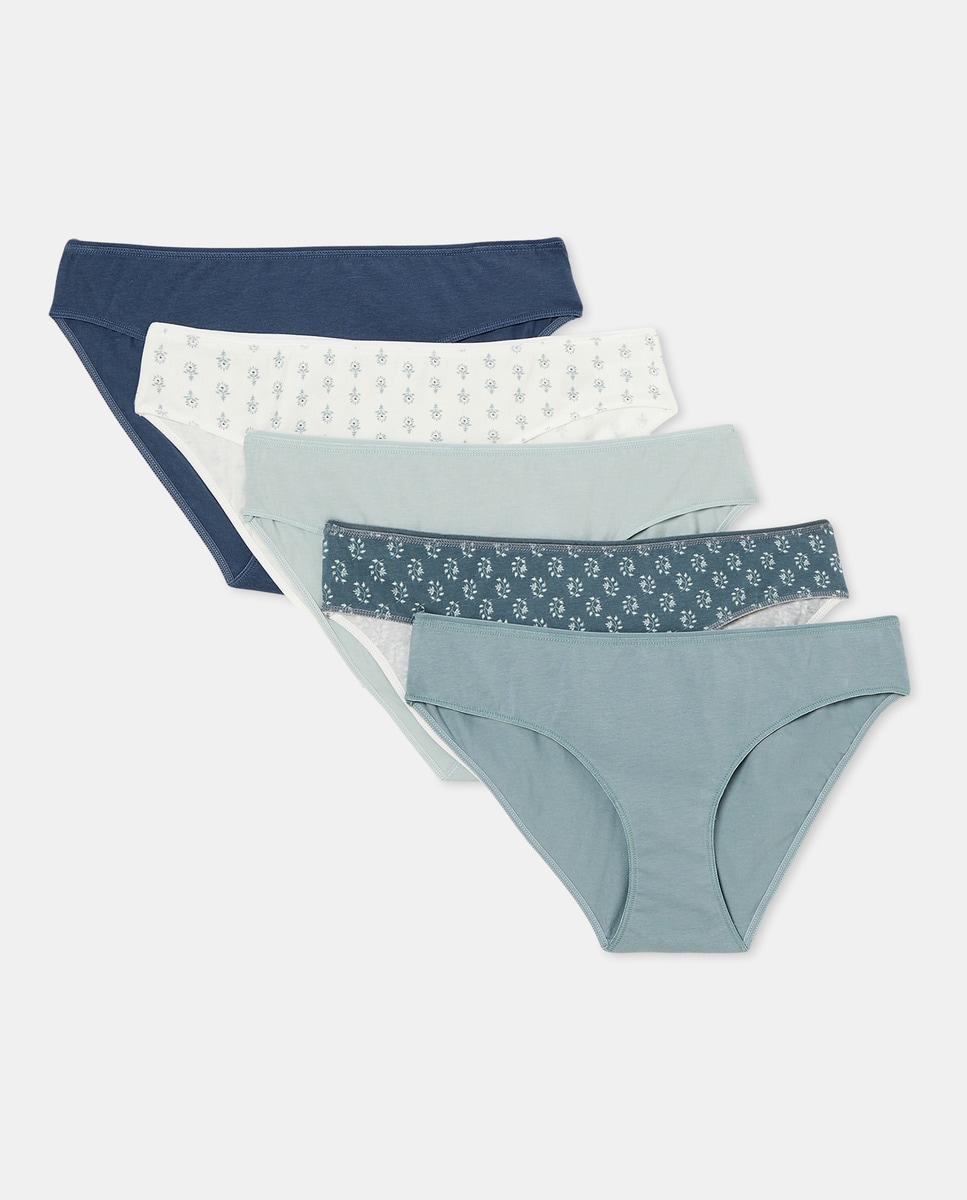 Pack 5 braga bikini algodón estampadas Verde-3
