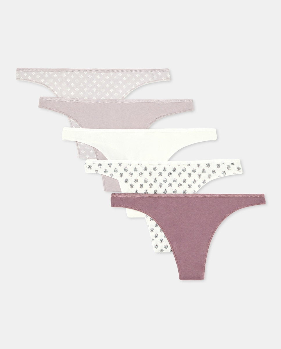 Pack 5 tangas algodón estampados Morado-3