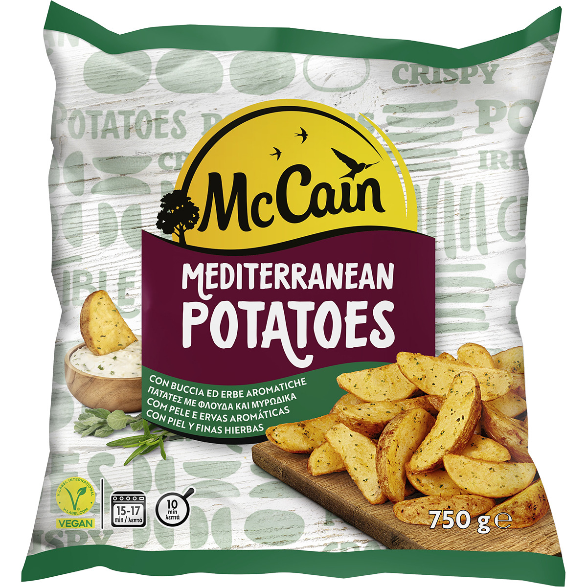 Mediterranean Potatoes gajos de patatas con piel a las finas hierbas bolsa 750 g