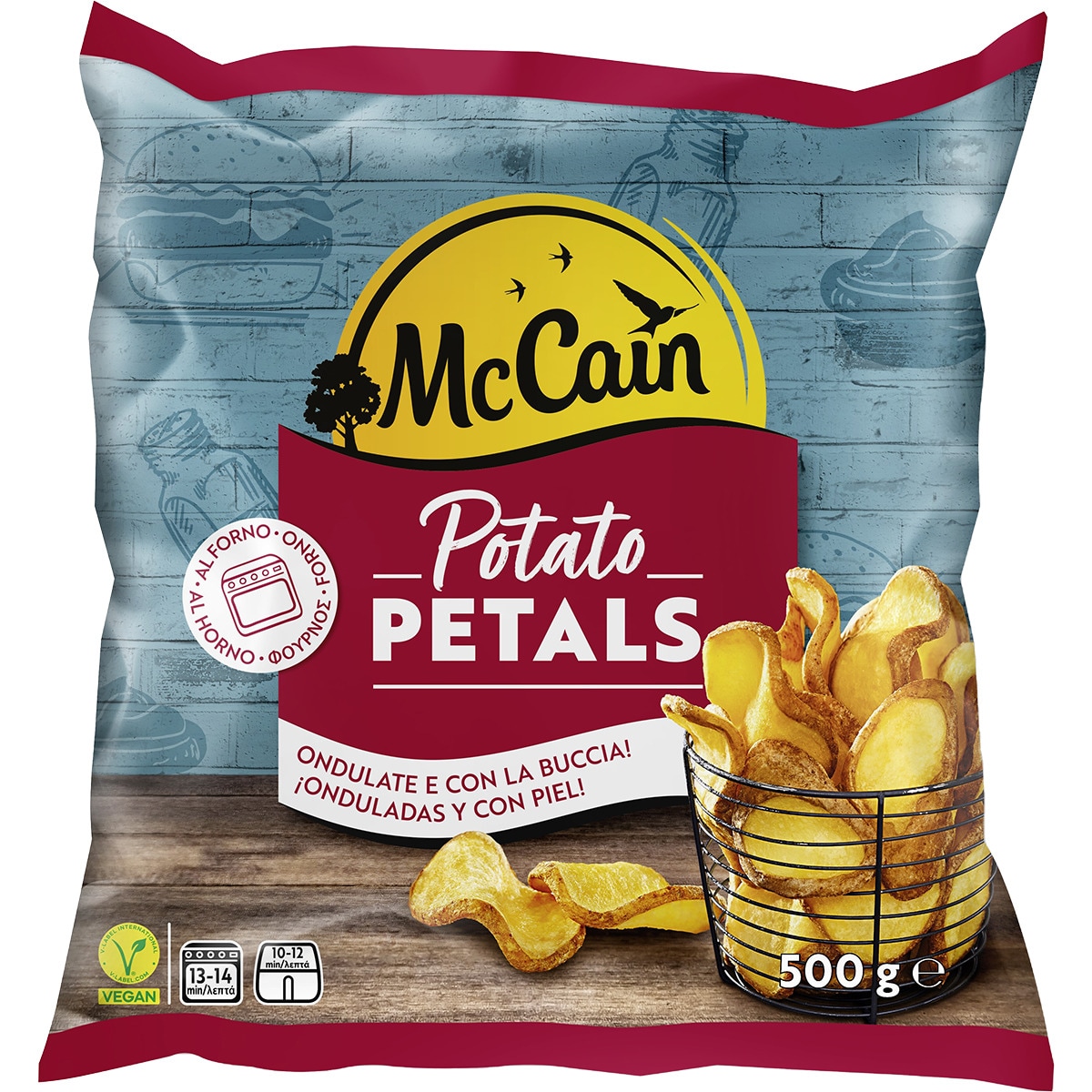 Petals patatas congeladas onduladas con piel bolsa 500 g