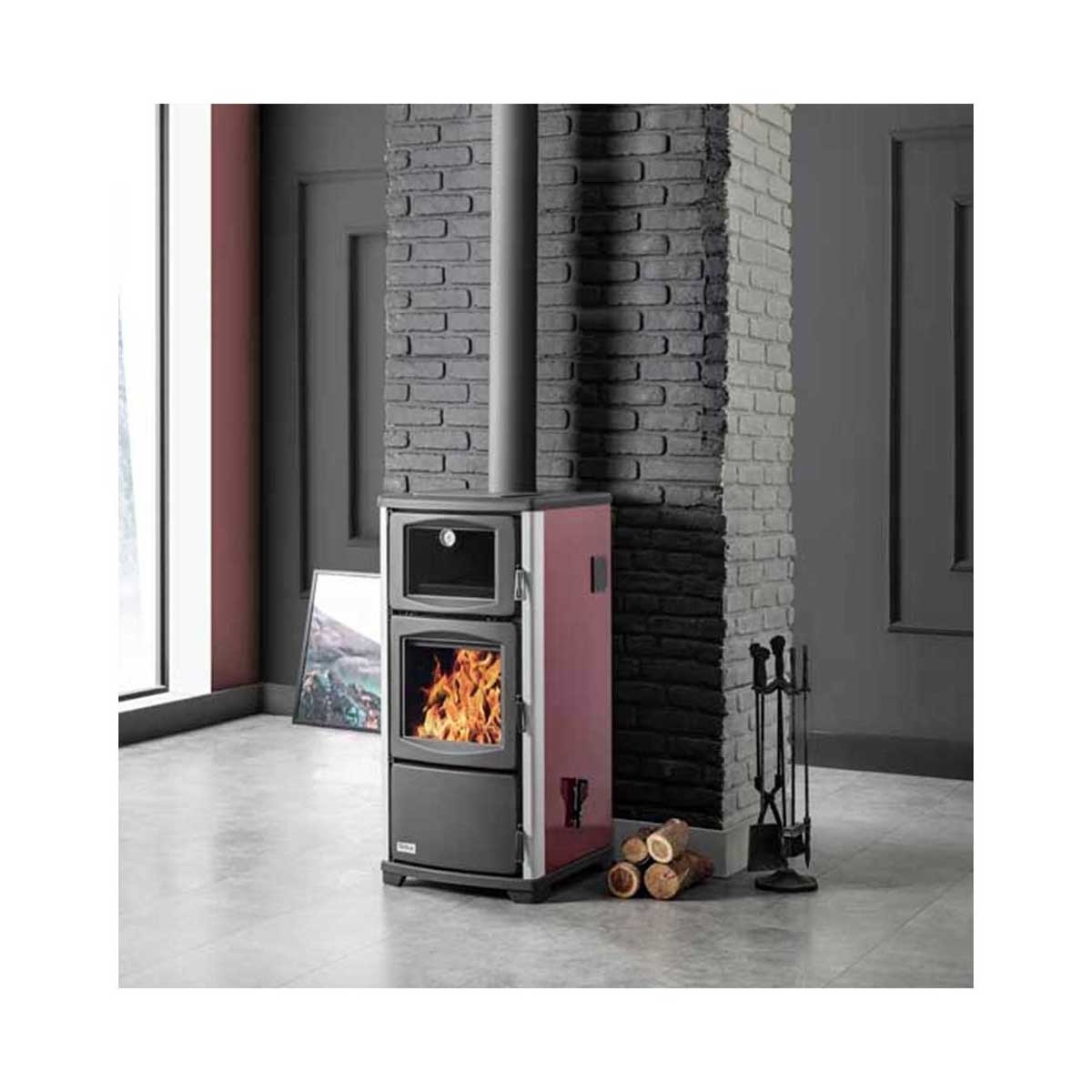 Estufa de Leña Calefactora TK29 con Horno Negro / Burdeos-3