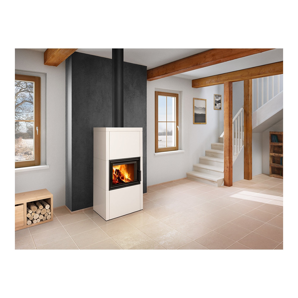 Chimenea Leña Heat F66/41 Frontal Negro-3