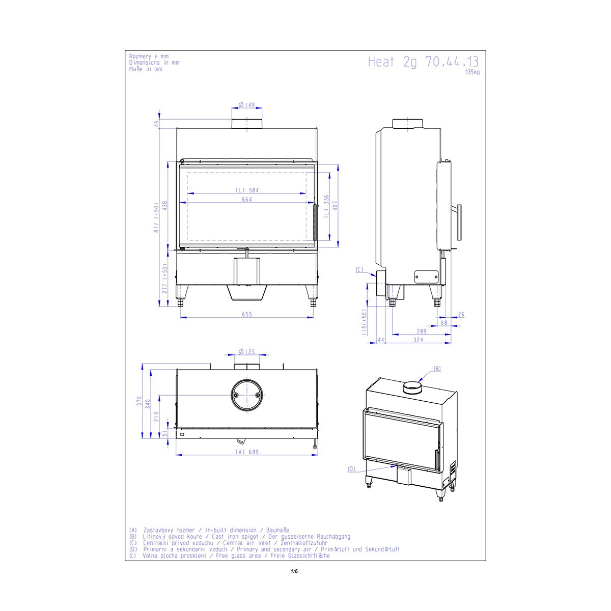 Chimenea Leña Heat F66/41 Slim Frontal Negro-7