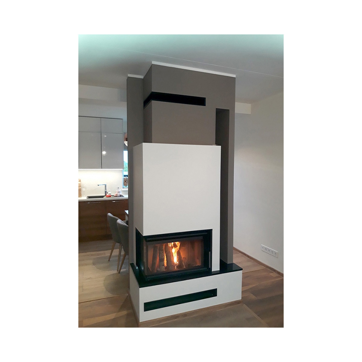 Chimenea Leña Heat F58/31 Esquinera Izquierda Puerta Lateral Negro-5