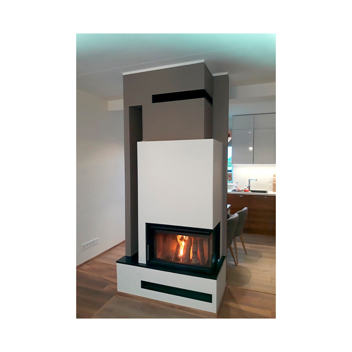 Chimenea Leña Heat 81/40 Esquinera Derecha Puerta Lateral Negro-4