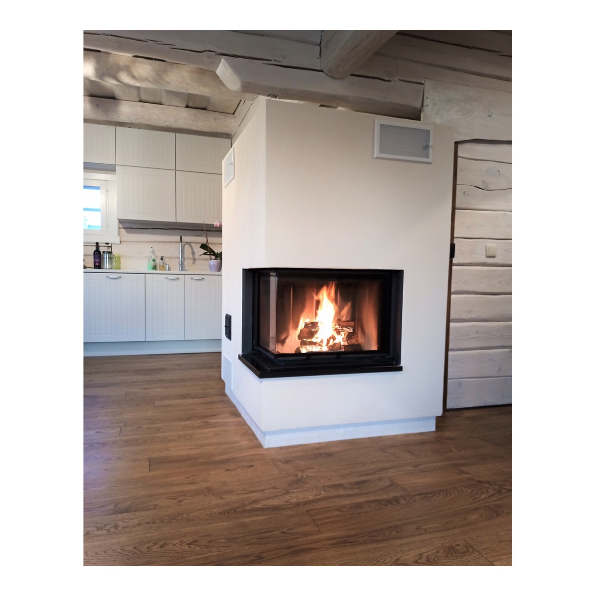 Chimenea Leña Heat E2G65/40 Esquinera Izquierda Negro / Gris-7