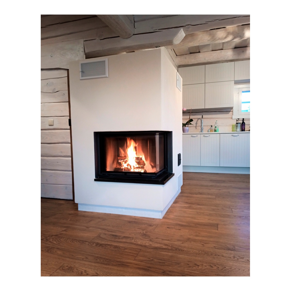 Chimenea Leña Heat E2G81/40 Esquinera Derecha Negro / Gris-5