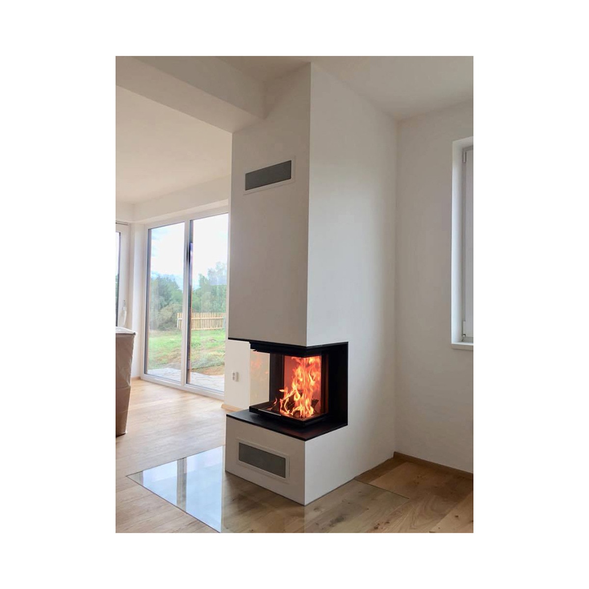 Chimenea Leña Heat 3CF3G50/31 Frontal Cristal Dividido Negro / Gris-3