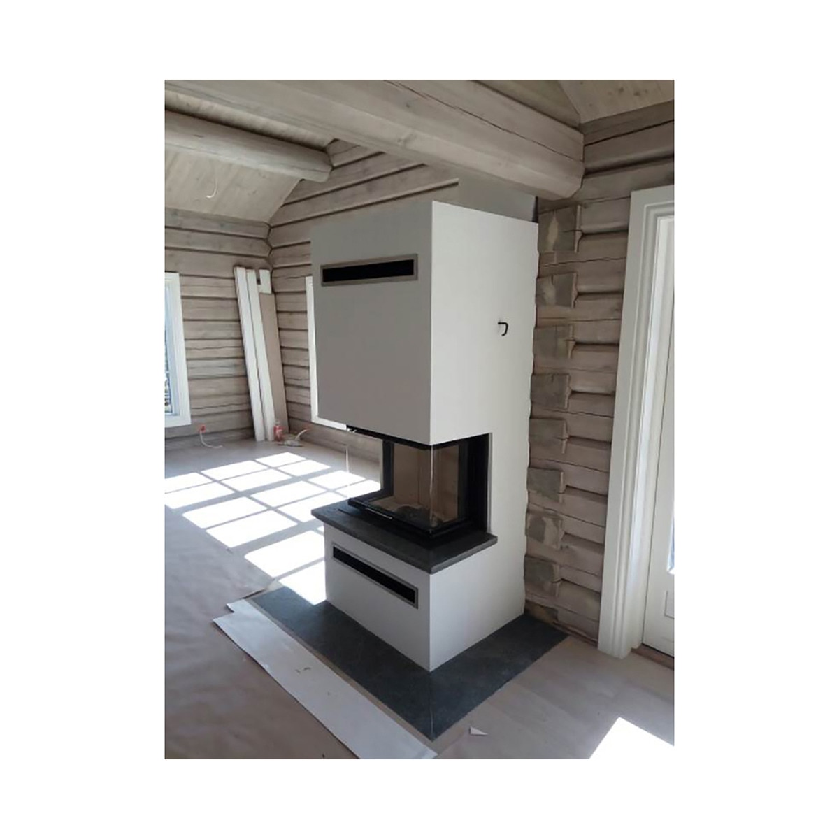 Chimenea Leña Heat 3CF3G65/31 Frontal Cristal Dividido Negro / Gris-5