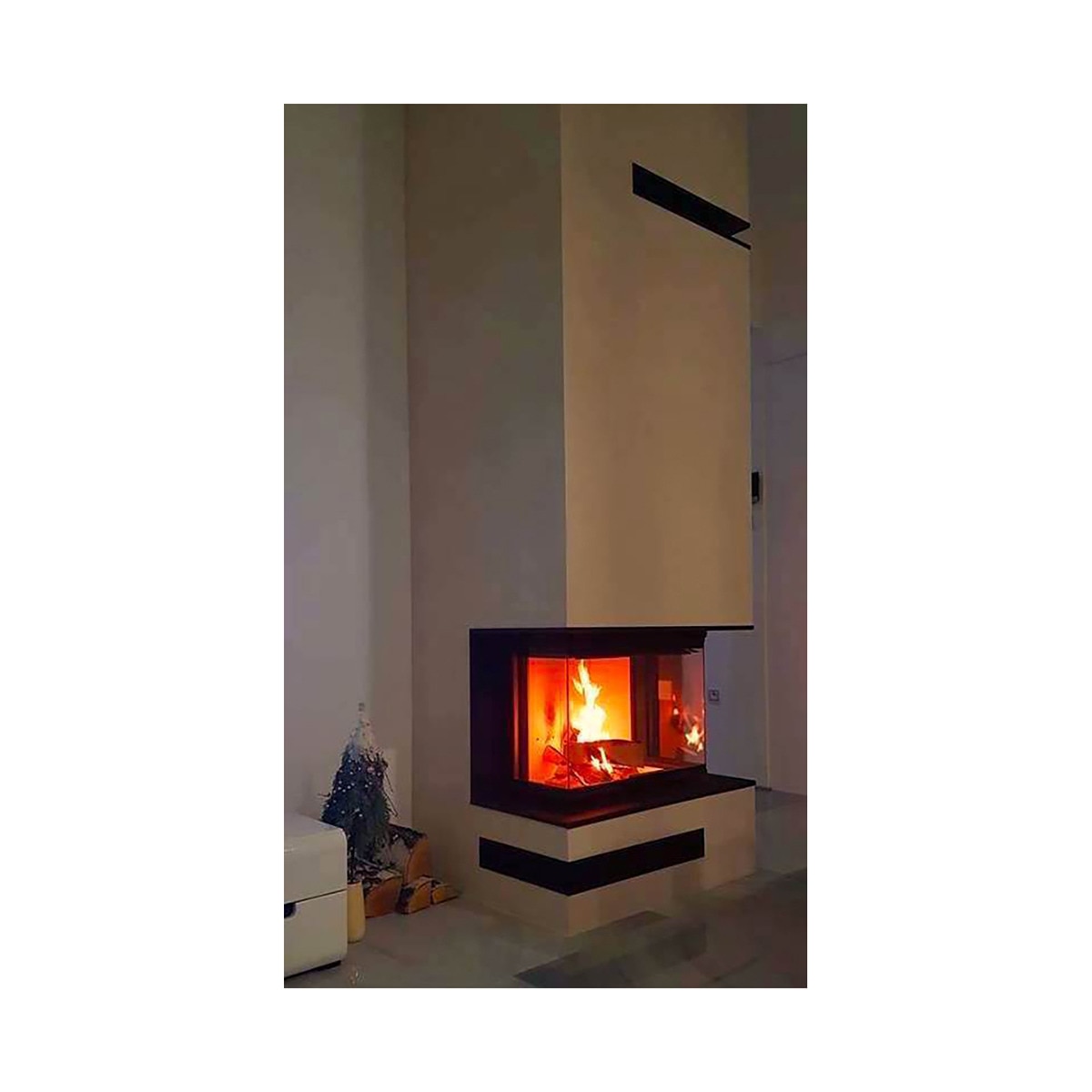 Chimenea Leña Heat 3CF3G80/31 Frontal Cristal Dividido Negro / Gris-3